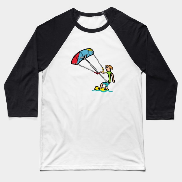 Kiteboarding Baseball T-Shirt by Mark Ewbie